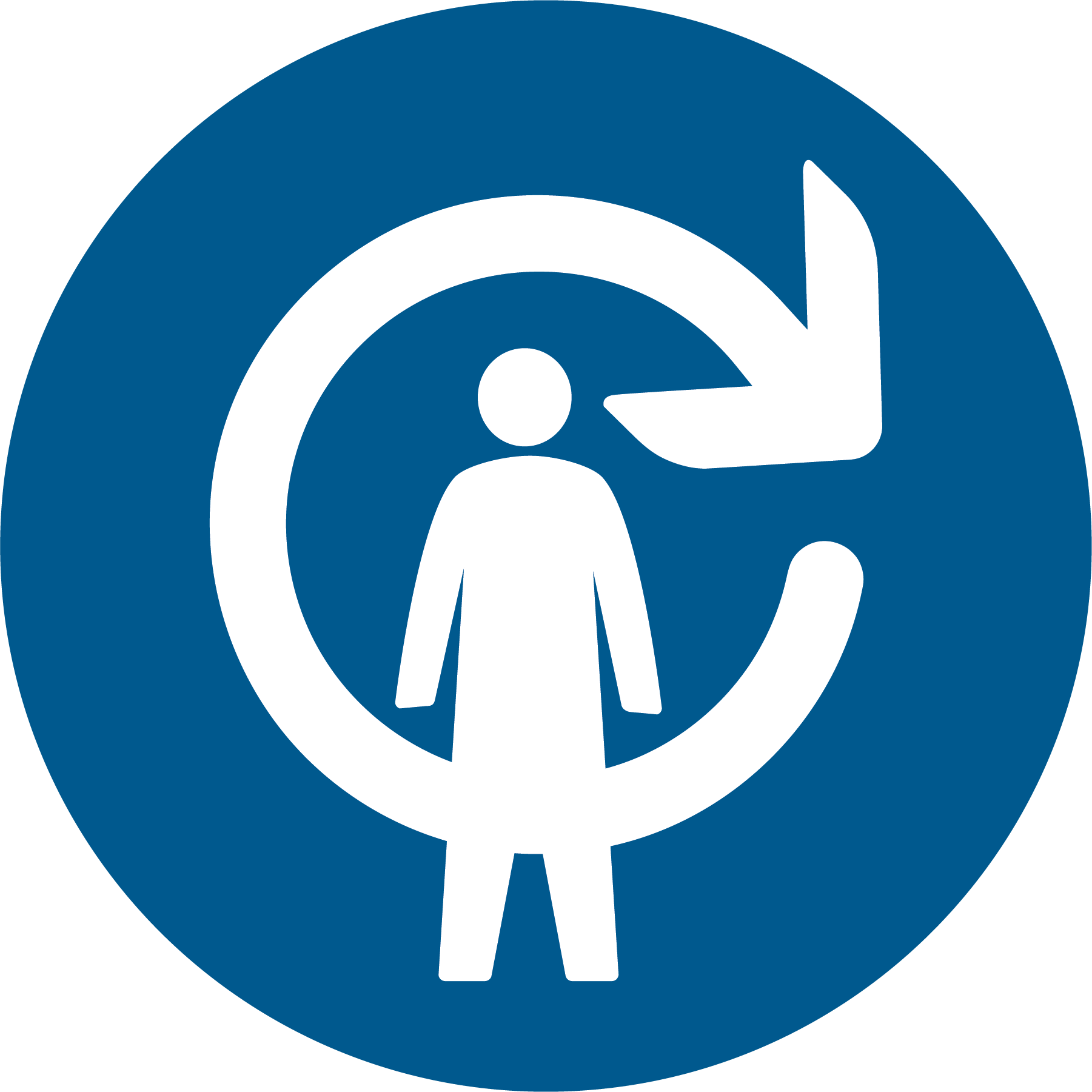icon person surrounded by a 360 degree arrow